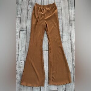 SHEIN Girl’s Tan Ribbed Bell Bottom Pants